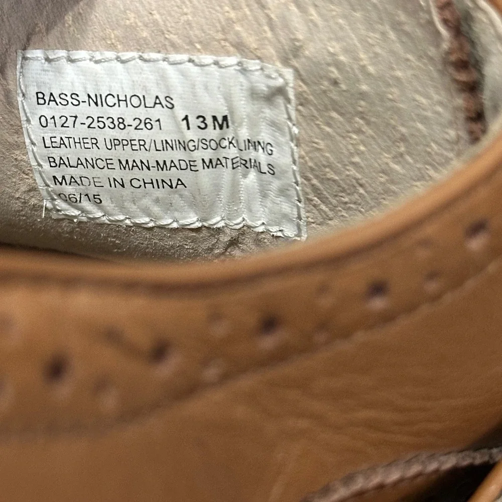 G.H. Bass Nicholas Wingtip Oxford Mens 13 Tan Leather Brogue Dress Shoes
